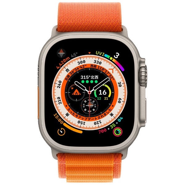 Apple Watch Ultra（GPS + Cellularモデル）- 49mmチタニウムケースとオレンジアルパインループ - M　MQFL3JA