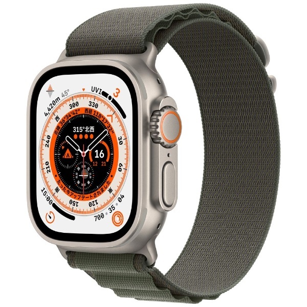 Apple Watch Ultra（GPS Cellularモデル）- 49mmチタニウムケースとグリーンアルパインループ M MQFN3JA  アップル｜Apple 通販