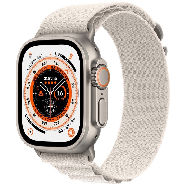 ビックカメラ.com - Apple Watch Ultra（GPS + Cellularモデル）-  49mmチタニウムケースとスターライトアルパインループ - M　MQFR3JA