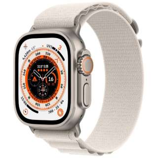 Apple Watch Ultra（GPS + Cellularモデル）- 49mmチタニウムケースとスターライトアルパインループ - M　MQFR3JA