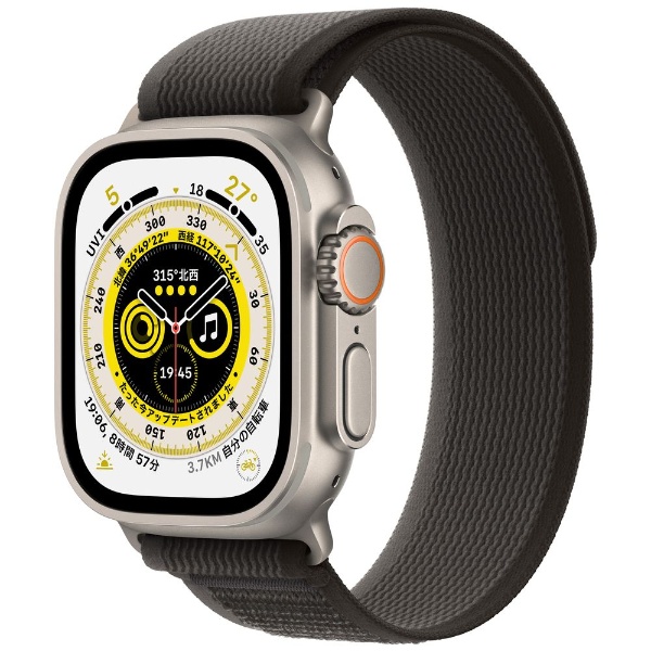 Apple Watch Ultra（GPS + Cellularモデル）- 49mmチタニウムケースとブラック/グレイトレイルループ - M/L　 MQFX3JA