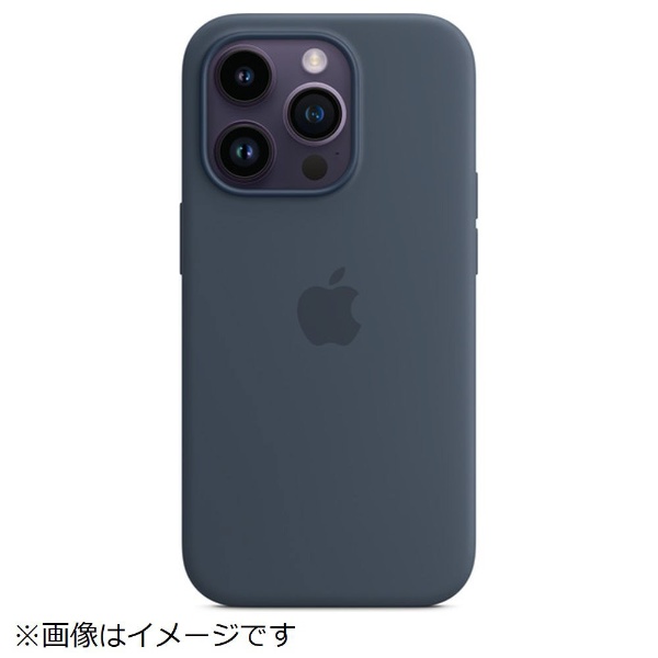 純正】MagSafe対応iPhone 14 Proシリコーンケース ストームブルー