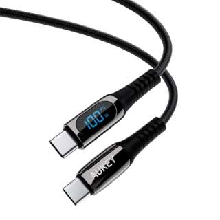 AUKEY(オーキー) ケーブル  Impulse Series CB-CC13 ブラック USB-C to C デジタル表示 100W AUKEY（オーキー） Black CB-CC13-BK [1.0m /USB Power Delivery対応]
