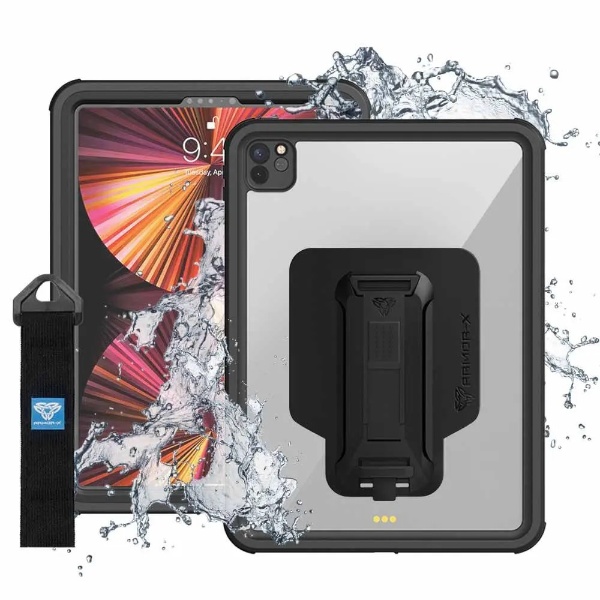 11インチ iPad Pro（第4/3/2世代）用 IP68 Waterproof Case with Hand Strap ブラック