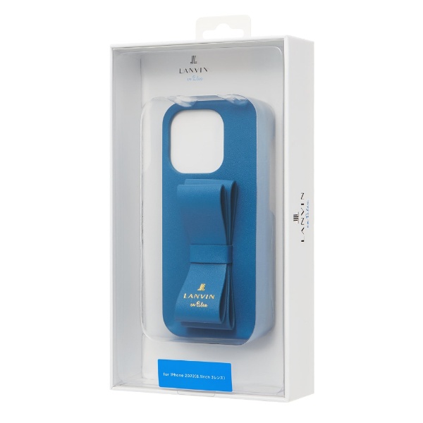 LANVIN en Bleu - Slim Wrap Case Stand & Ring Ribbon for iPhone 14 Pro 3眼 [  Navy ] LANVIN en Bleu ランバン　オン　ブルー