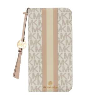MICHAEL KORS - Folio Case Stripe With Tassel Charm for MagSafe for iPhone 14 Plus 2 [ Vanilla ] MICHAEL KORS }CP@R[X