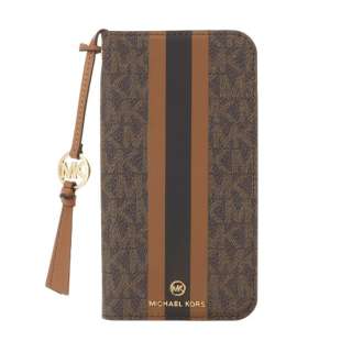 MICHAEL KORS - Folio Case Stripe With Tassel Charm for MagSafe for iPhone 14 6.1inch 2 [ Brown ] MICHAEL KORS }CP@R[X