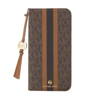 MICHAEL KORS - Folio Case Stripe With Tassel Charm for MagSafe for iPhone 14 Pro Max 3 [ Brown ] MICHAEL KORS }CP@R[X