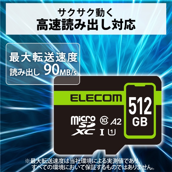 MicroSDXCカード/データ復旧サービス2年付/UHS-I U1 90MB/s 512GB MF