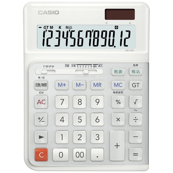 人間工学電卓 ホワイト DE-12D-WE-N [12桁] カシオ｜CASIO 通販 | ビックカメラ.com