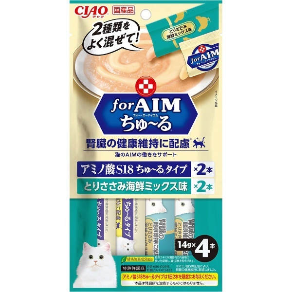 CIAO（チャオ）for AIM ちゅ~る 腎臓 とりささみ海鮮ミックス味 14g×各2本 いなばペットフード｜INABA-PETFOOD 通販 