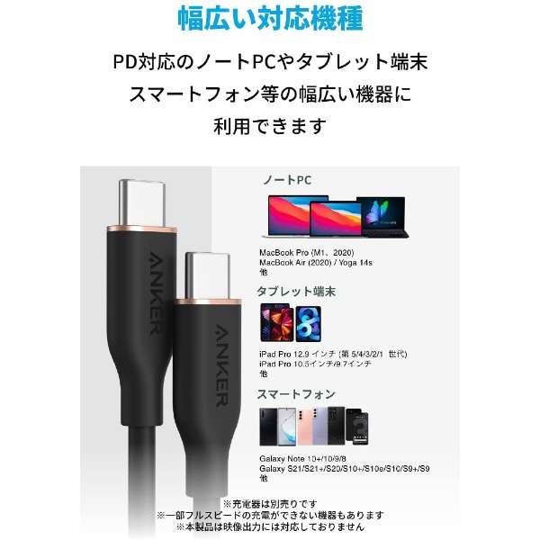 Anker PowerLine III Flow USB-C & USB-C ケーブル 0.9m ミッドナイトブラック A8552N11 [USB Power Delivery対応]_6