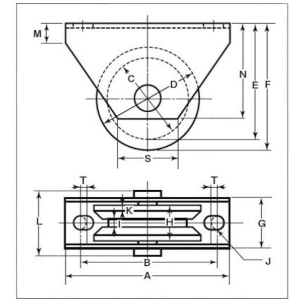 ヨコヅナ ＭＣ防音重量戸車 スリムタイプ 車輪径５０ｍｍ Ｖ溝型
