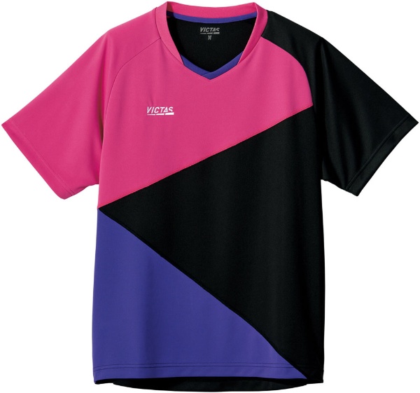 男女兼用 ユニセックス カラー ブロック ゲームシャツ【COLOR BLOCK GS】(XLサイズ/ホットピンク×ブラック) 612103