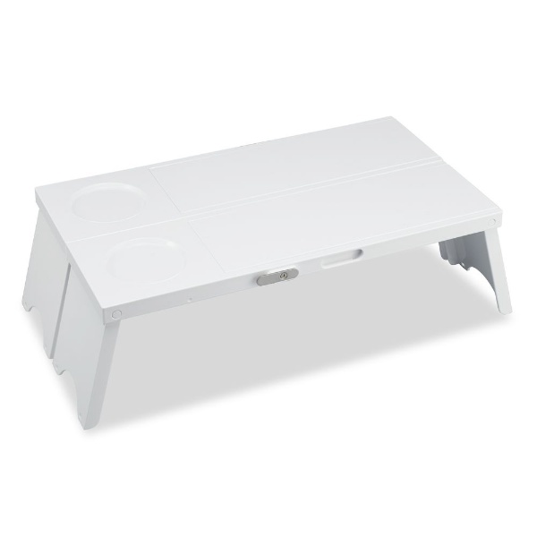 棚付フォールディングテーブル(W90×D45×H35cm） ホワイト TAP-004WH