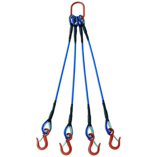 ＴＲＵＳＣＯ ４本吊玉掛ワイヤーロープスリング（カラー被覆付）アルミロックタイプ 青透明２Ｍ 収縮カバー付 TWSP4P12S2WT トラスコ中山  通販
