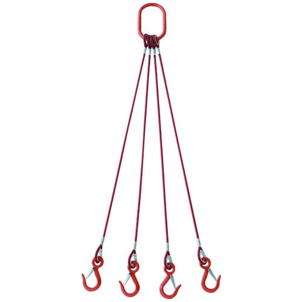 ＴＲＵＳＣＯ ４本吊玉掛ワイヤーロープスリング（カラー被覆付）アルミロックタイプ 赤透明１Ｍ TWSP4P6S1 トラスコ中山｜TRUSCO  NAKAYAMA 通販