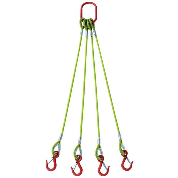 ＴＲＵＳＣＯ ４本吊玉掛ワイヤーロープスリング（カラー被覆付）アルミロックタイプ 黄透明１Ｍ TWSP4P9S1 トラスコ中山｜TRUSCO  NAKAYAMA 通販
