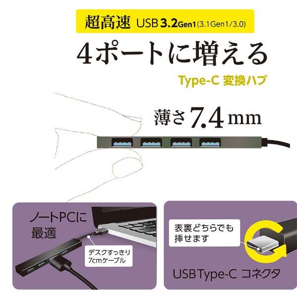 UH-C3324GY USB-C  USB-A ϊnu STIX (Chrome/Android/iPadOS/Mac/Windows11Ή) O[ [oXp[ /4|[g /USB 3.2 Gen1Ή]_5