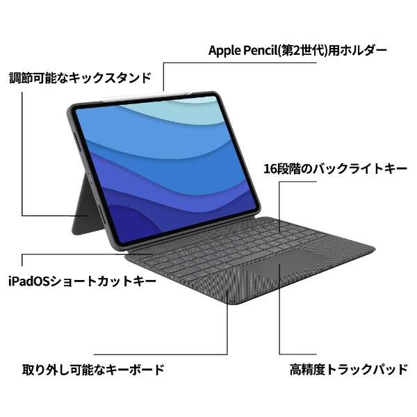 12.9C` iPad Proi6/5jp L[{[ȟ^P[X gbNpbht COMBO TOUCH IbNXtH[hO[ iK1275GRAr_9