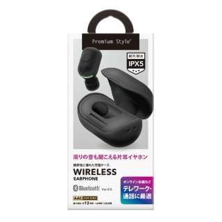 完全ワイヤレスイヤホン 片耳 充電ケース付 Premium Style ブラック PG-BTE13BC1BK [Bluetooth]