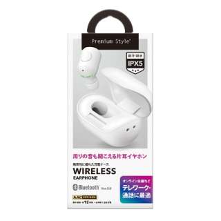 完全ワイヤレスイヤホン 片耳 充電ケース付 Premium Style ホワイト PG-BTE13BC2WH [Bluetooth]