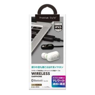 完全ワイヤレスイヤホン 片耳 マグネット充電ケーブル付 Premium Style ホワイト PG-BTE13MC2WH [Bluetooth]