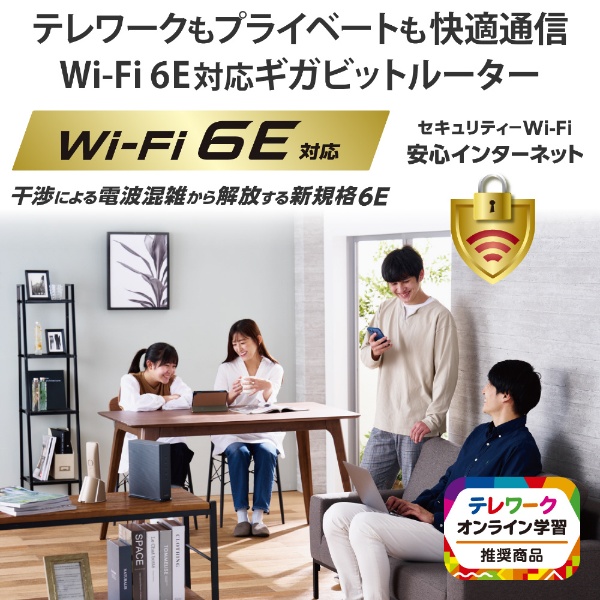 Wi-Fiルーター 2402+2402＋574Mbps (Android/iPadOS/iOS/Mac/Windows11対応) グレー  WRC-XE5400GS-G [Wi-Fi 6E(ax)]