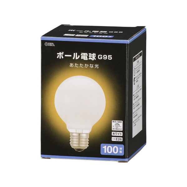 ボール電球 E26 100W形 G95 ホワイト LB-G9695K-WN [E17 /ボール電球形