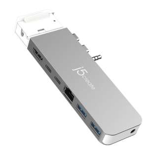 MacBook Pro / Air用［USB-Cｘ2 / φ3.5mm オス→メス HDMI / LAN / φ3.5mm / USB-Aｘ2 / USB-C / USB4］ドッキングステーション スペースグレー JCD395