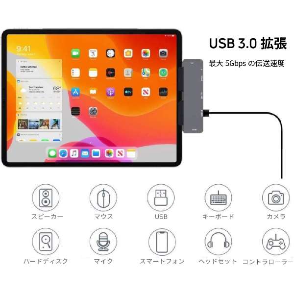 iPad PropmUSB-C IXX J[hXbg2 / HDMI / 3.5mm / USB-A / USB-C2nUSB PDΉ 60W hbLOXe[V GeeHub [USB Power DeliveryΉ]_13