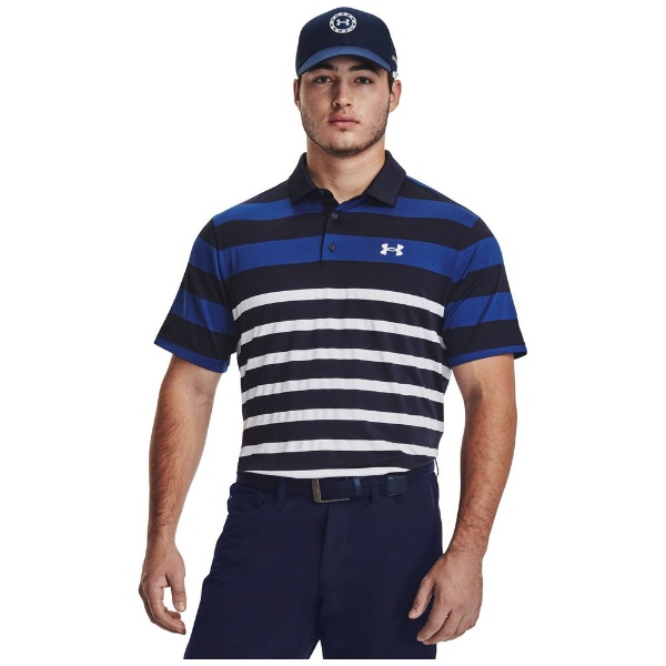 メンズ UAプレーオフ3.0 ストライプ ポロ UA Playoff Polo 3.0 Stripe Navy×Blue Mirage 1378676  [メンズ /XLサイズ] 【返品交換不可】 アンダーアーマー｜UNDER ARMOUR 通販 | ビックカメラ.com