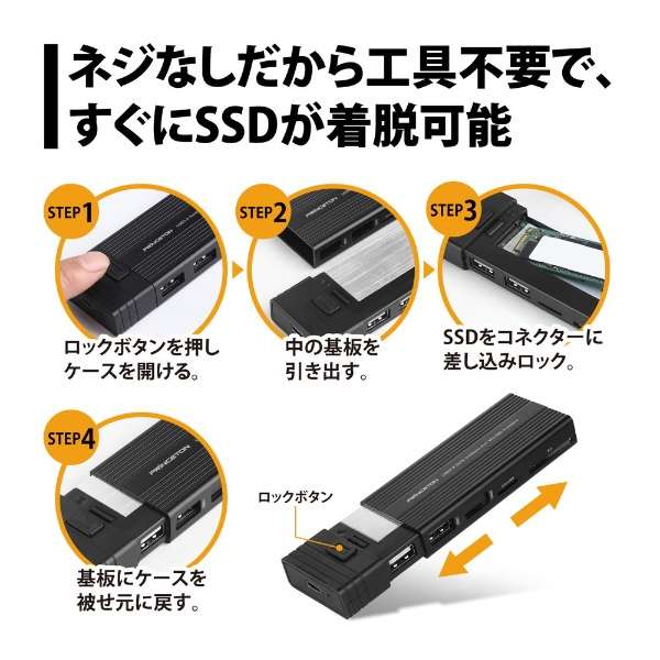 SSDP[X USB-C{USB-Aڑ J[hXbg2 / USB-A2 (Chrome/Android/Mac/Windows11Ή) ubN PRD-PSZEROU [M.2Ή /NVMe /1]_2