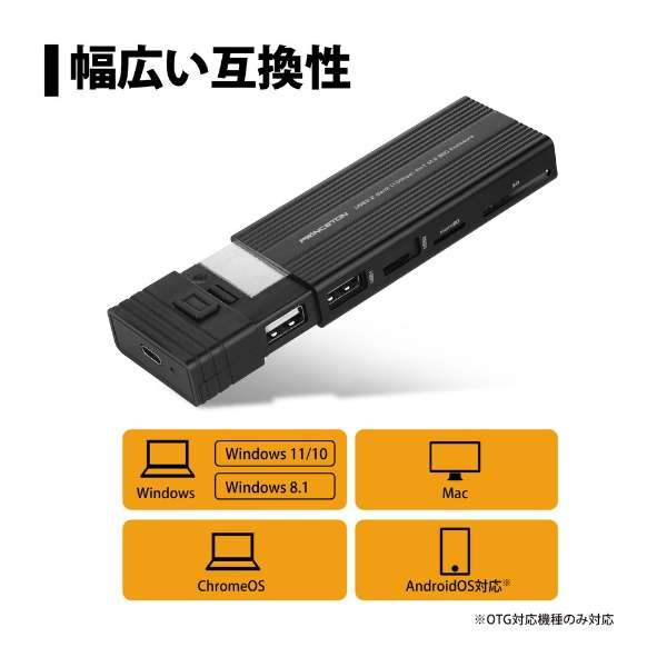 SSDP[X USB-C{USB-Aڑ J[hXbg2 / USB-A2 (Chrome/Android/Mac/Windows11Ή) ubN PRD-PSZEROU [M.2Ή /NVMe /1]_3