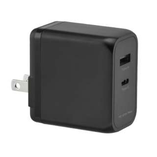 USB-AC充電器 2ポート 65W ブラック ブラック GH-ACU2GD-BK [2ポート /USB Power Delivery対応 /GaN(窒化ガリウム) 採用]