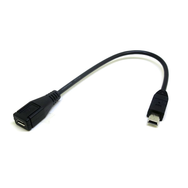USB変換アダプタ [mini USB オス→メス micro USB /0.2m] ブラック