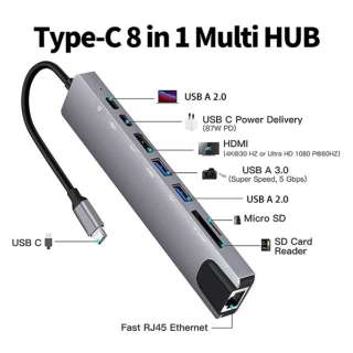 mUSB-C IXX J[hXbg2 / HDMI / LAN / USB-A2 / USB-C2n USB PDΉ 87W hbLOXe[V HDX-C8 [USB Power DeliveryΉ]