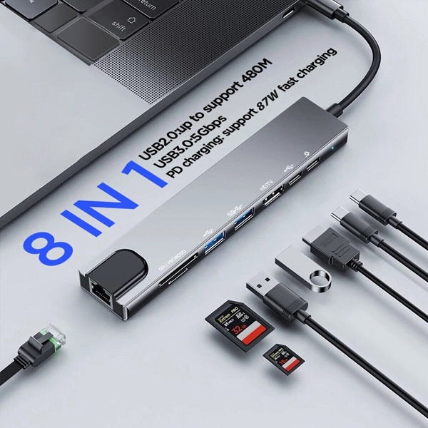 USB-C オス→メス カードスロットｘ2 / HDMI / LAN / USB-Aｘ2 / USB 
