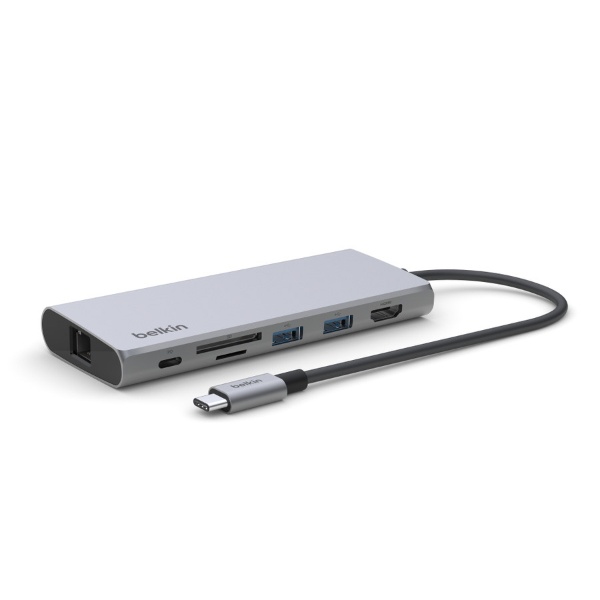 ［USB-C オス→メス カードスロットｘ2 / HDMI /LAN / USB-Aｘ2 / USB-C］ USB PD対応 100W  ドッキングステーション INC009btSGY [USB Power Delivery対応]