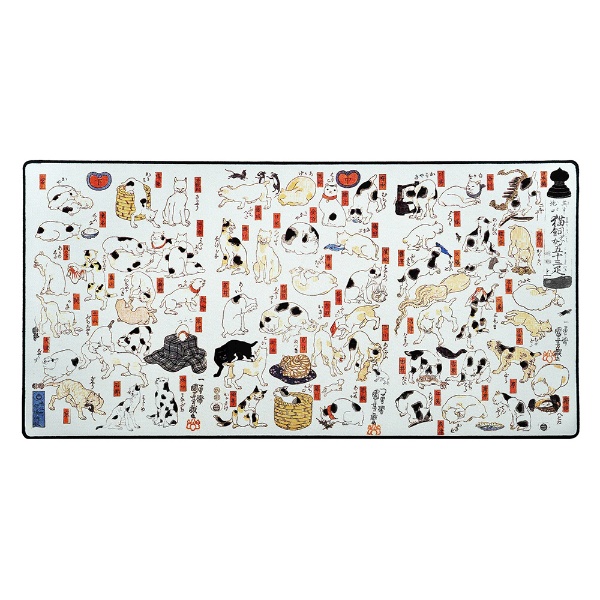 ゲーミングマウスパッド [914ｘ457ｘ3mm] Artist Series (Large) Cats by Kuniyoshi tm-mp-cats-white-l