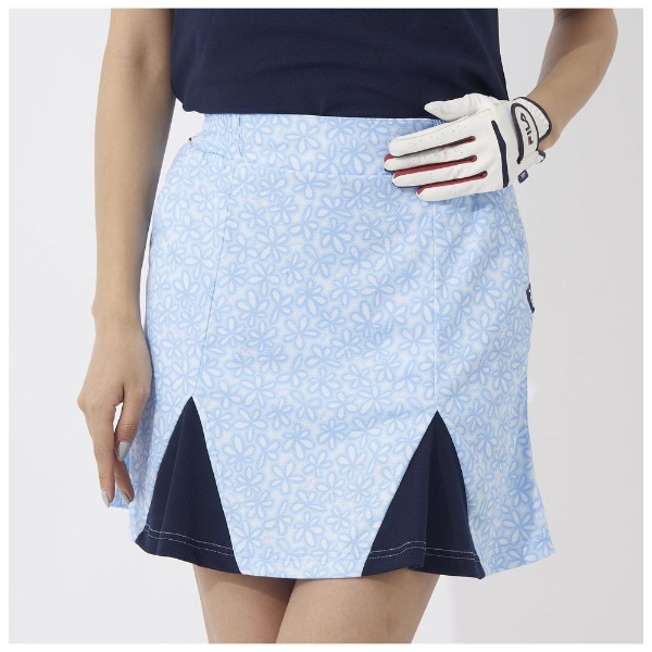 レディース UVカット 配色切り替えフラワープリントスカート(Lサイズ
