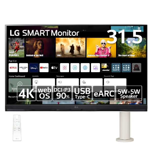 USB-C接続 PCモニター SMART Monitor ホワイト 32SQ780S-W [31.5型 /4K(3840×2160） /ワイド]
