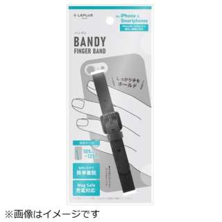 スマホバンド BANDY FINGER BAND PUレザータイプ ブラック LN-FB02BK