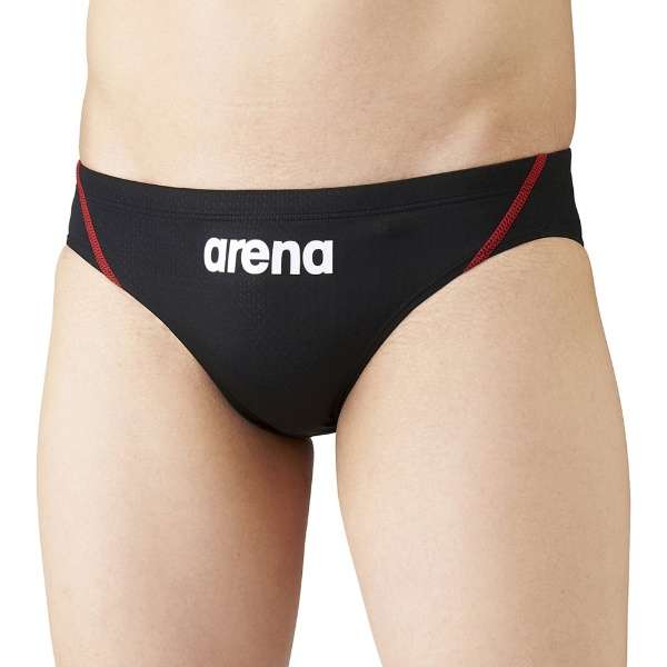 供ARENA(体育馆)男子的游泳比赛使用的游泳衣再米克黑色×红M ARN1023M_1