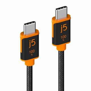 USB－CtoC充電／通信ケーブルPD100W対応1.8m ブラック JUCX25L18 [USB Power Delivery対応]