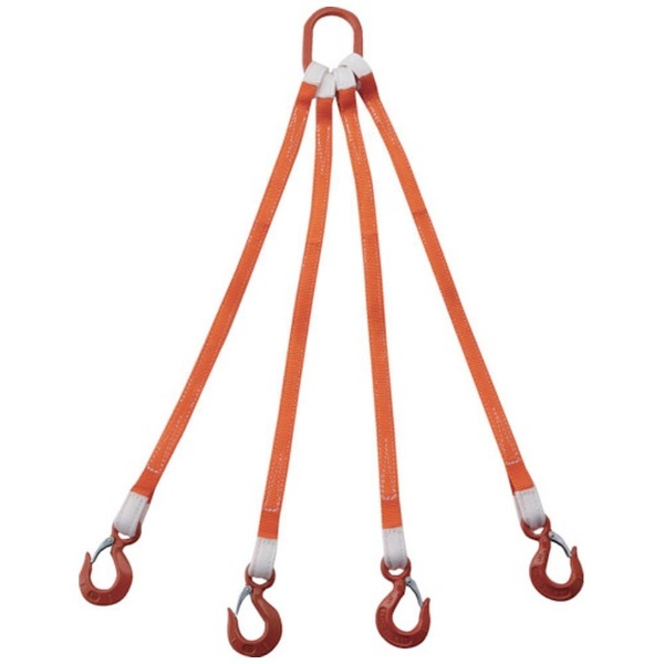 ＴＲＵＳＣＯ ４本吊ベルトスリングセット ２５ｍｍ幅Ｘ１ｍ 吊り角度６０°時荷重１．７２ｔ（最大使用荷重２ｔ） G25-4P10-1.72 トラスコ 中山｜TRUSCO NAKAYAMA 通販