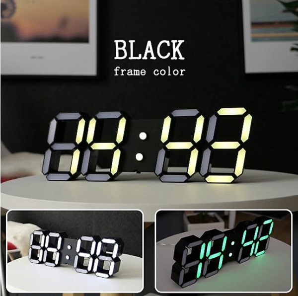 3D LEDデジタルクロック （置き掛け兼用） GOLWIS ブラック CLK0038BK