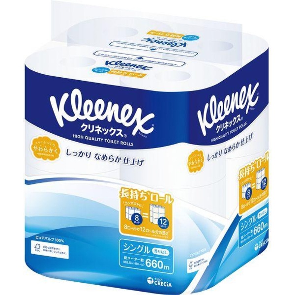 Kleenex（クリネックス）長持ち 8ロール シングル 82.5m 日本製紙
