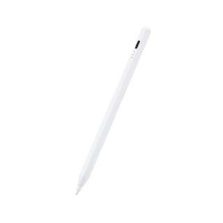 〔タッチペン：iPad用/USB-A充電式〕金属製ペン先 パームリジェクション対応 ホワイト P-TPACSTAP04WH