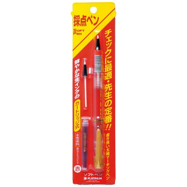 ソフトペン 採点ペン 透明(インク色：赤) STB-800A#4 プラチナ萬年筆